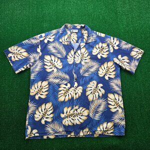 Aloha Republic Hawaiian Shirt Mens XL Blue Floral Beach Camp Made in USA Aloha